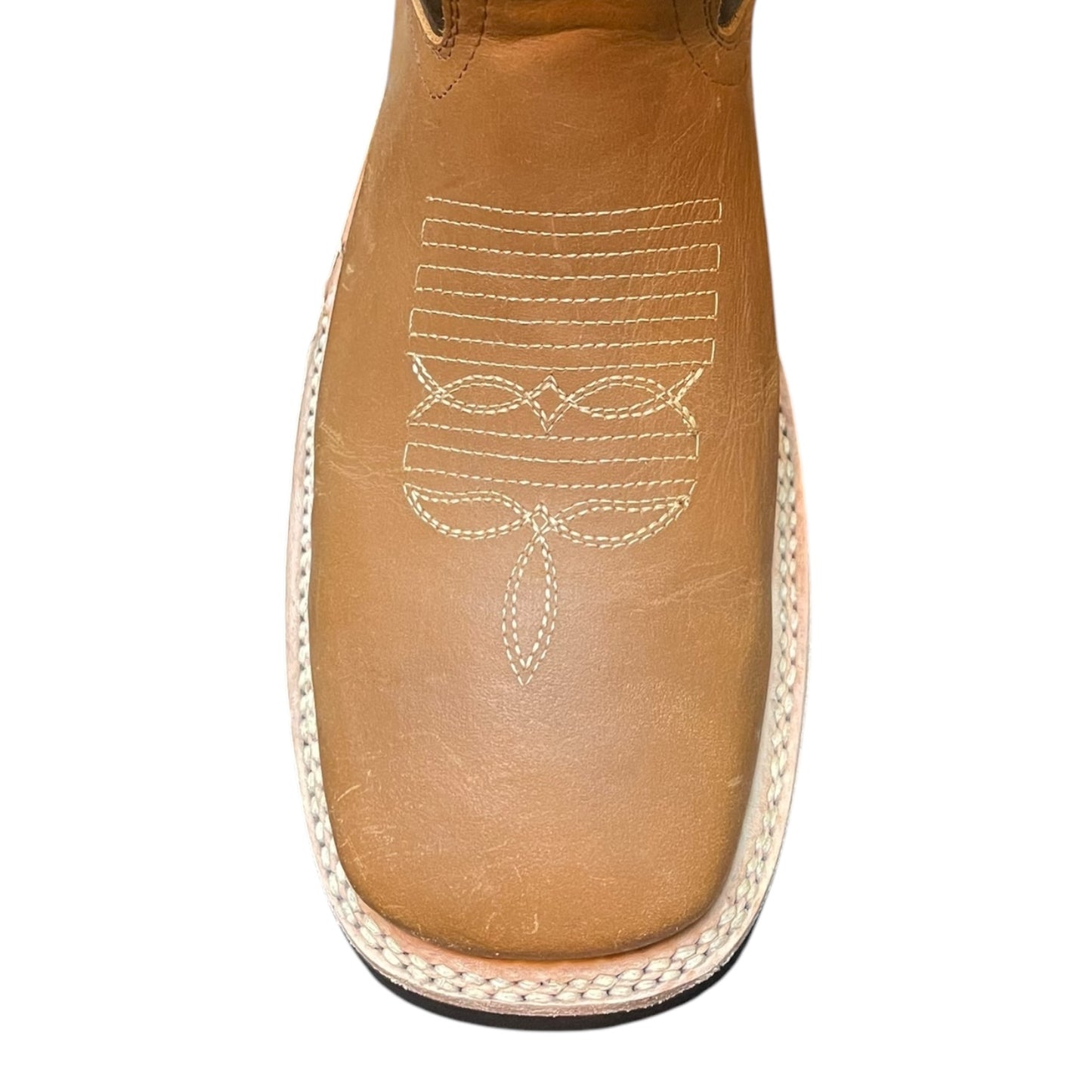 Men's Cowboy Boots (0024) - 12" Square Toe Brown and Black Leather Western Stitching