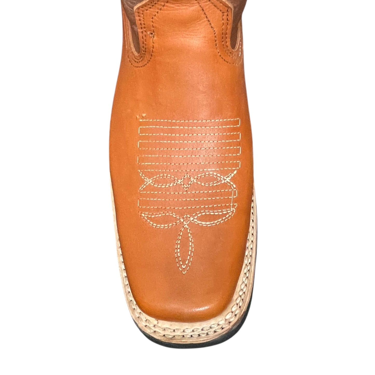 Men's Cowboy Boots (0022) - 11½" Square Toe Tan/Brown Leather Western Stitching