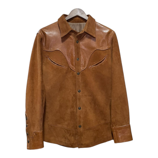 Classic Western-Style Leather Shirt Jacket 0001 (Size 38)