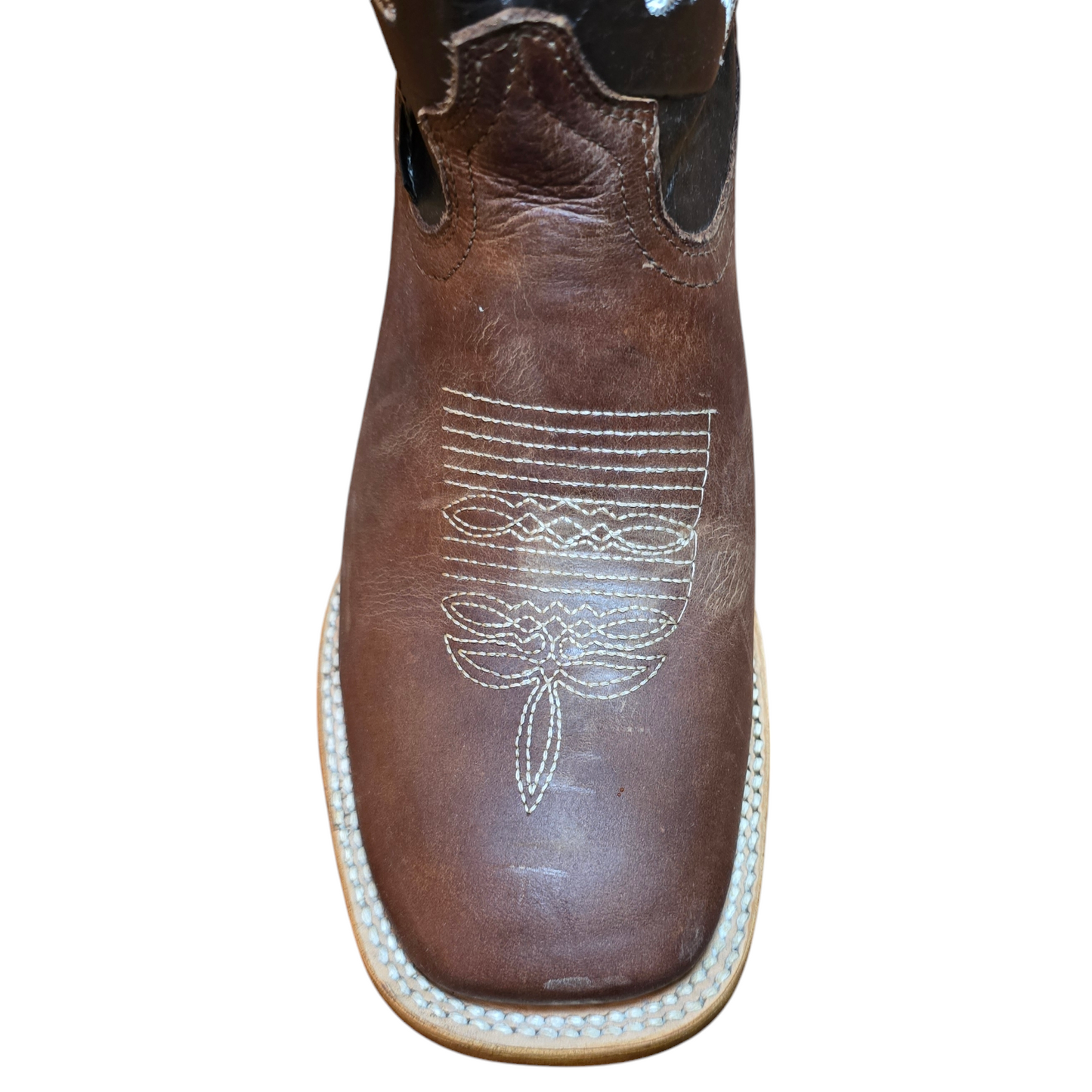 Women's Cowboy Boots (0010) - 12" Square Toe Brown Embroidery