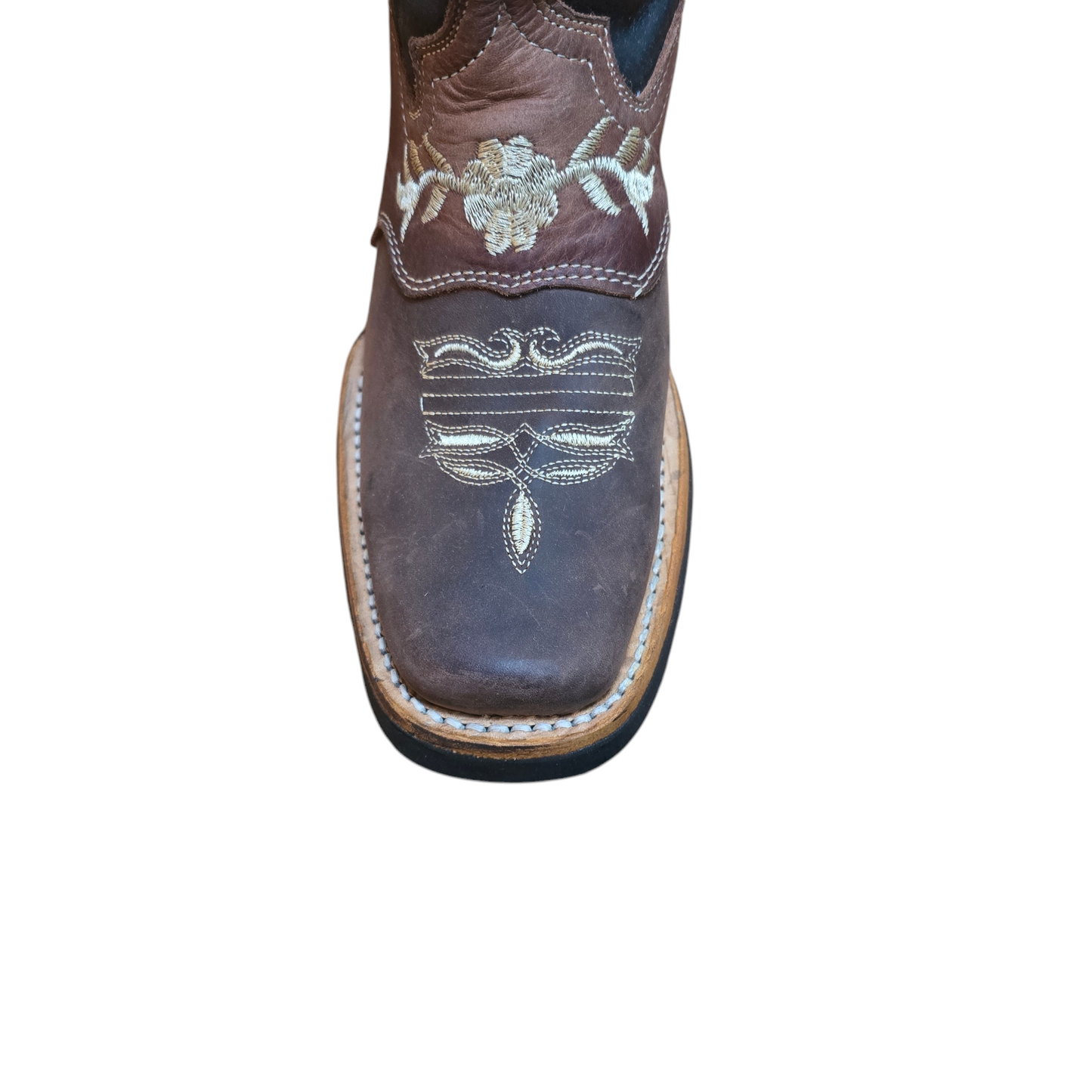 Women's Cowboy Boots (0009) - 11 " Square Toe Two-tone Brown