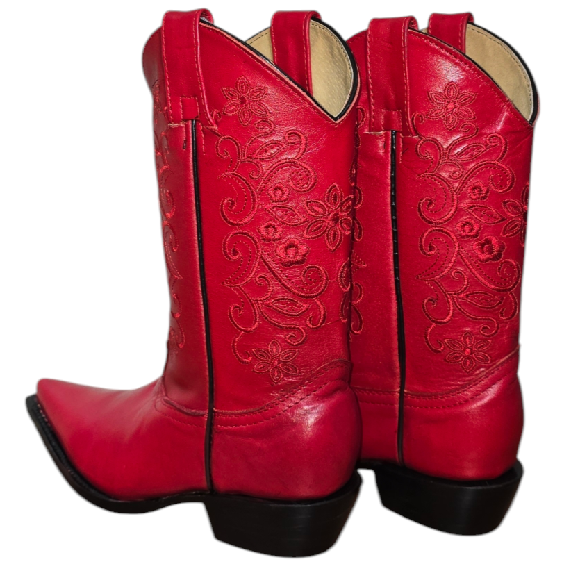 Women's Cowboy Boots (0003) - 13" Pointed Toe Red
