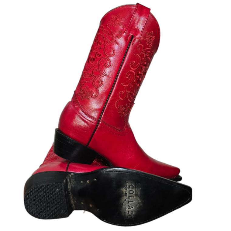 Women's Cowboy Boots (0003) - 13" Pointed Toe Red